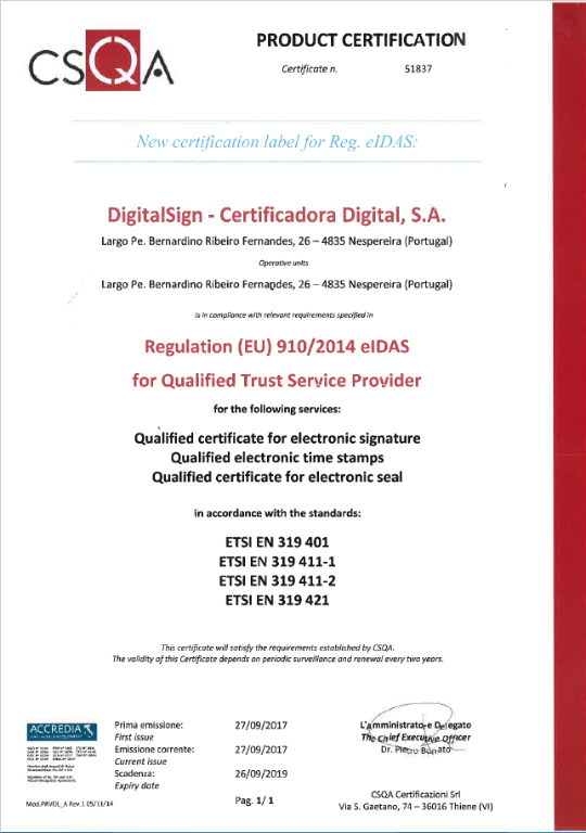 DigitalSign - eIDAS Certification