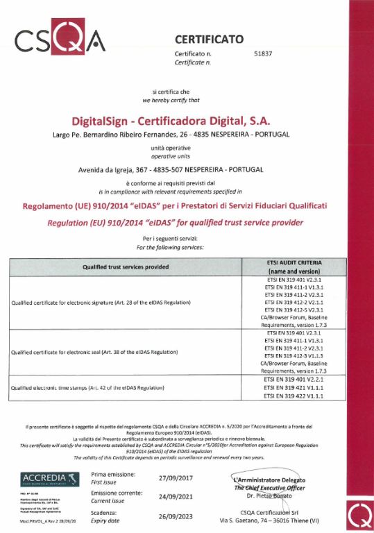 Certificação eIDAS - Renovação