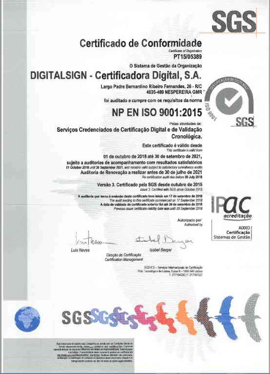 DigitalSign - Renewal of ISO 9001:2015 and ISO/IEC 27001:2013 certification